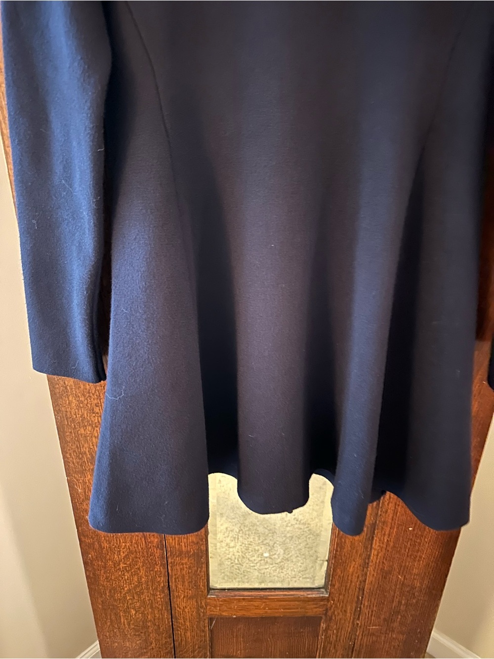 Zara Classic Navy Knit Long-Sleeve A-Line Mini Dress Size Small Mod 60s - Picture 4 of 9